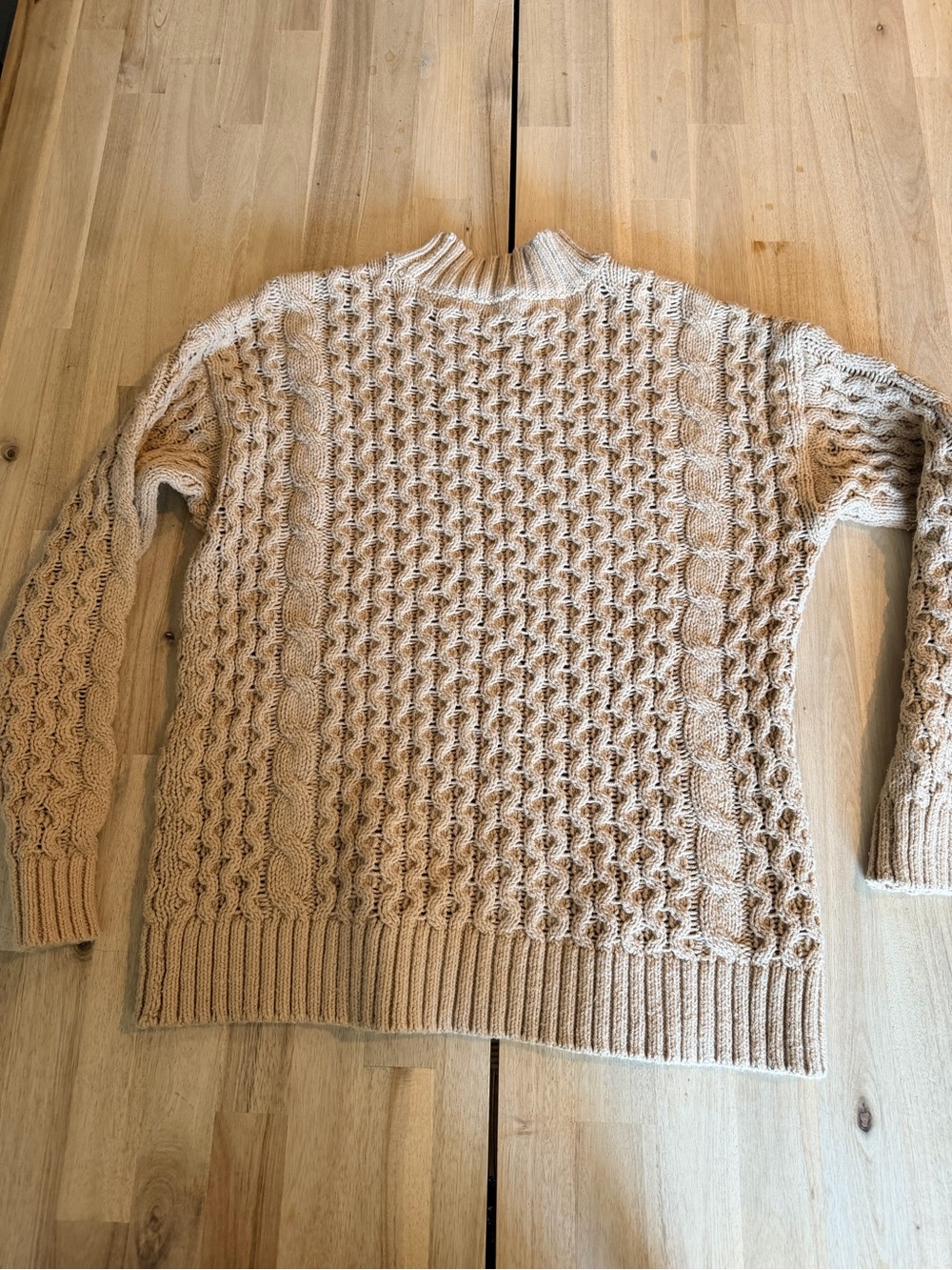 Ann Taylor Women’s Cable Knit Crewneck Sweater - Tan - Picture 4 of 4